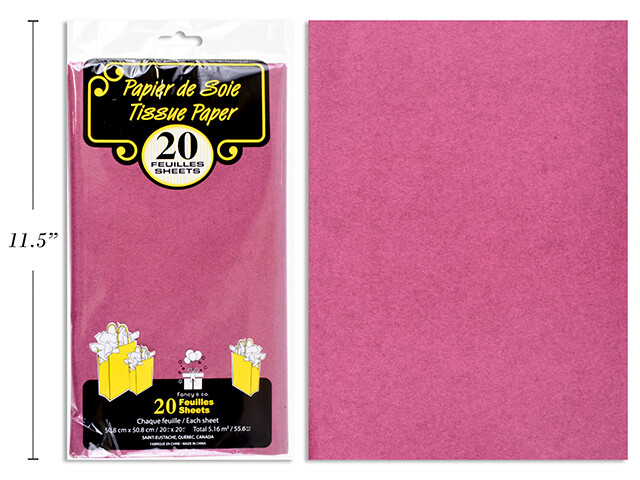 20 FEUILLES DE PAPIER DE SOIE ROSE FONCE(D5-3)