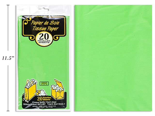 PAPIER DE SOIE EN PAQUET DE 20 LIME(D5-3)