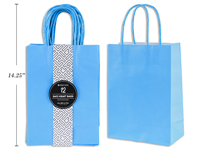 SAC KRAFT MEDIUM BLEU PALE (EN PAQUET DE 12) (D5)