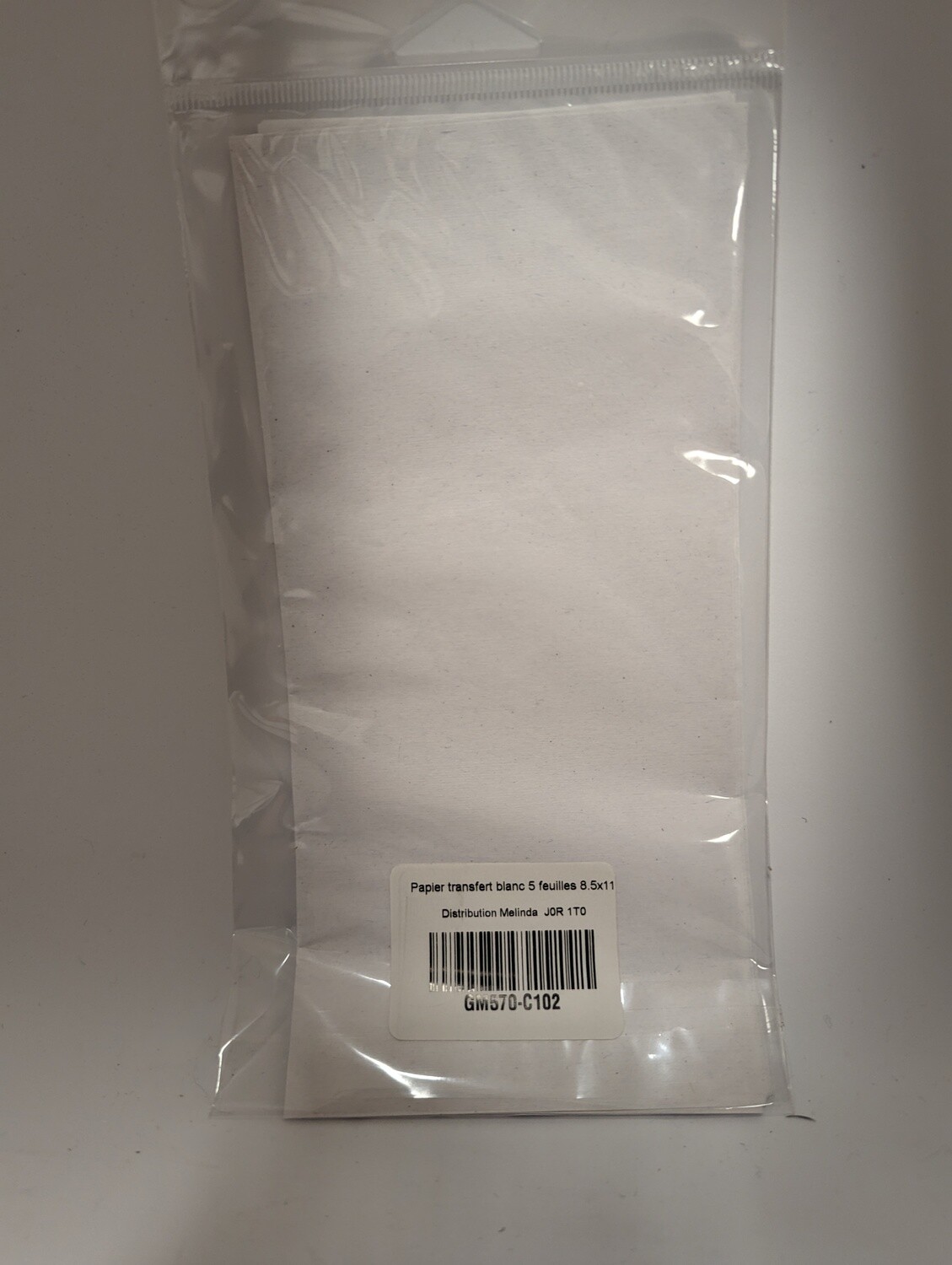 Papier transfert blanc 5 feuilles 8.5 x 11 (H5-5)
