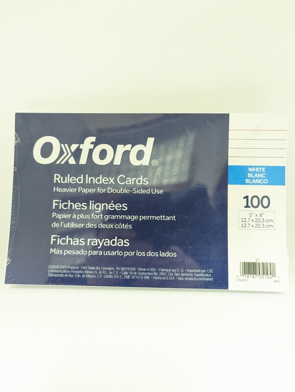 Fiches lignees blanc pq.100 OXFORD (H4)