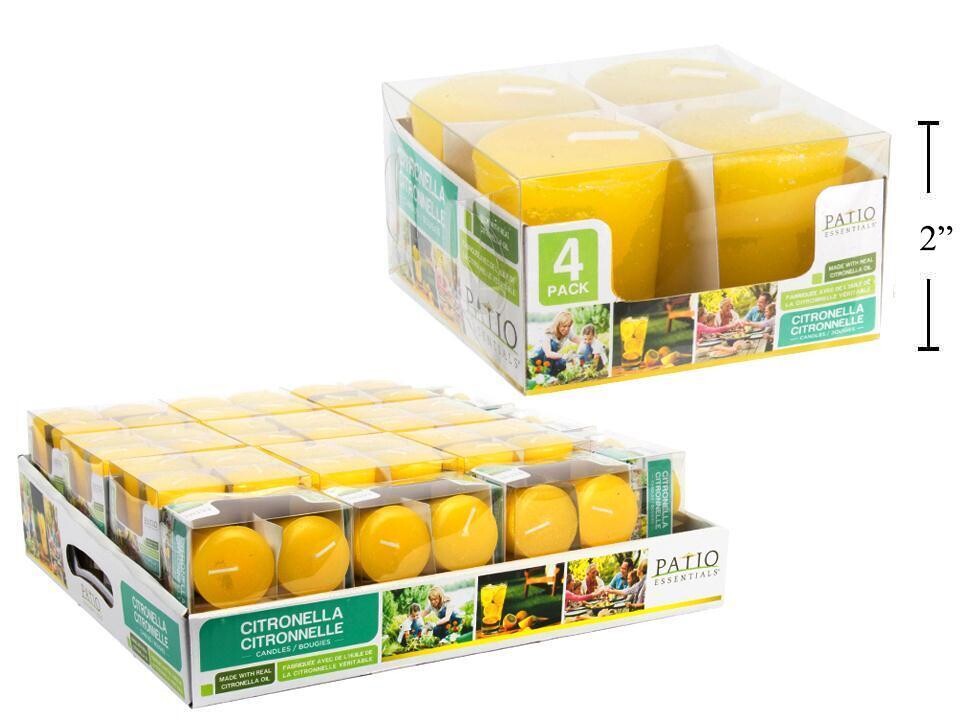 PQ.4 BOUGIE VOTIVE CITRONELLE PRÉSENTOIR (ETE)