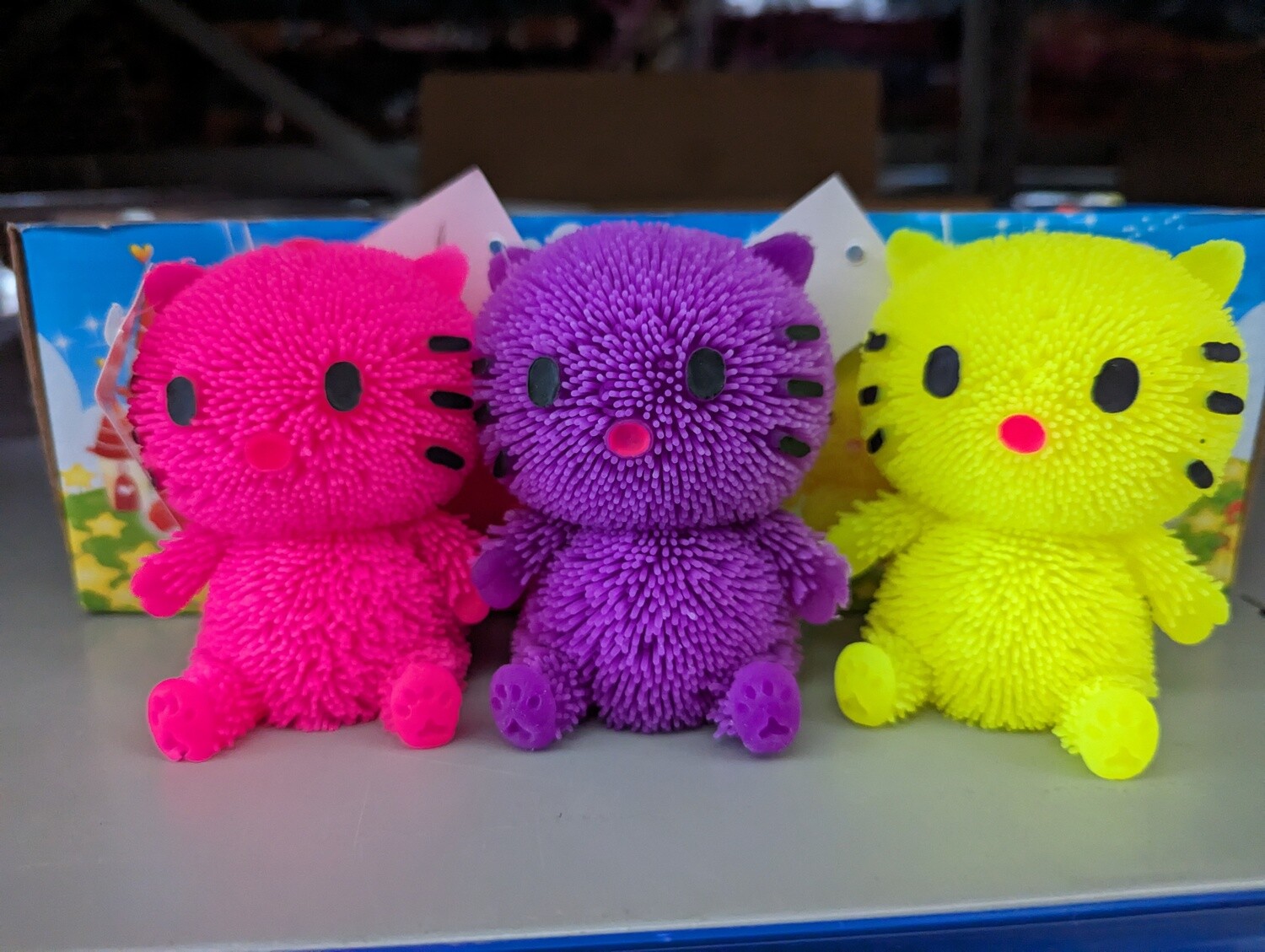 BALLE STRESS CHAT DE COULEUR PRÉSENTOIR DE 12 (A8-3)