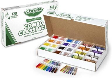 Assortiment 126 crayons de cire &amp; 126 marqueurs