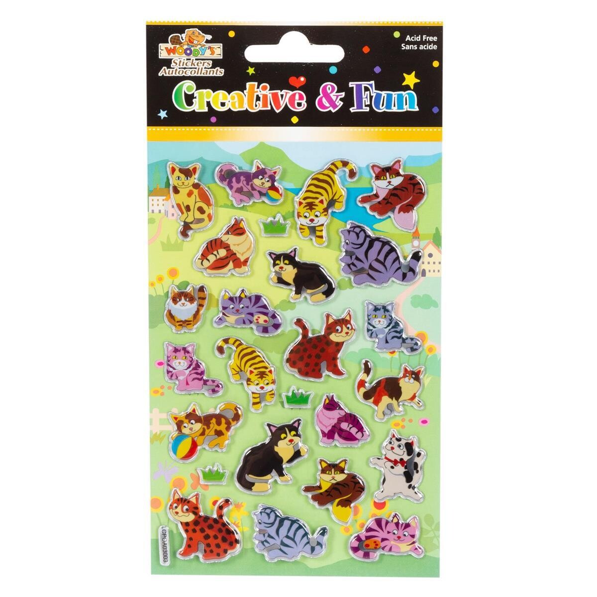 AUTOCOLLANT 4 X 6 CHAT METALLIQUE