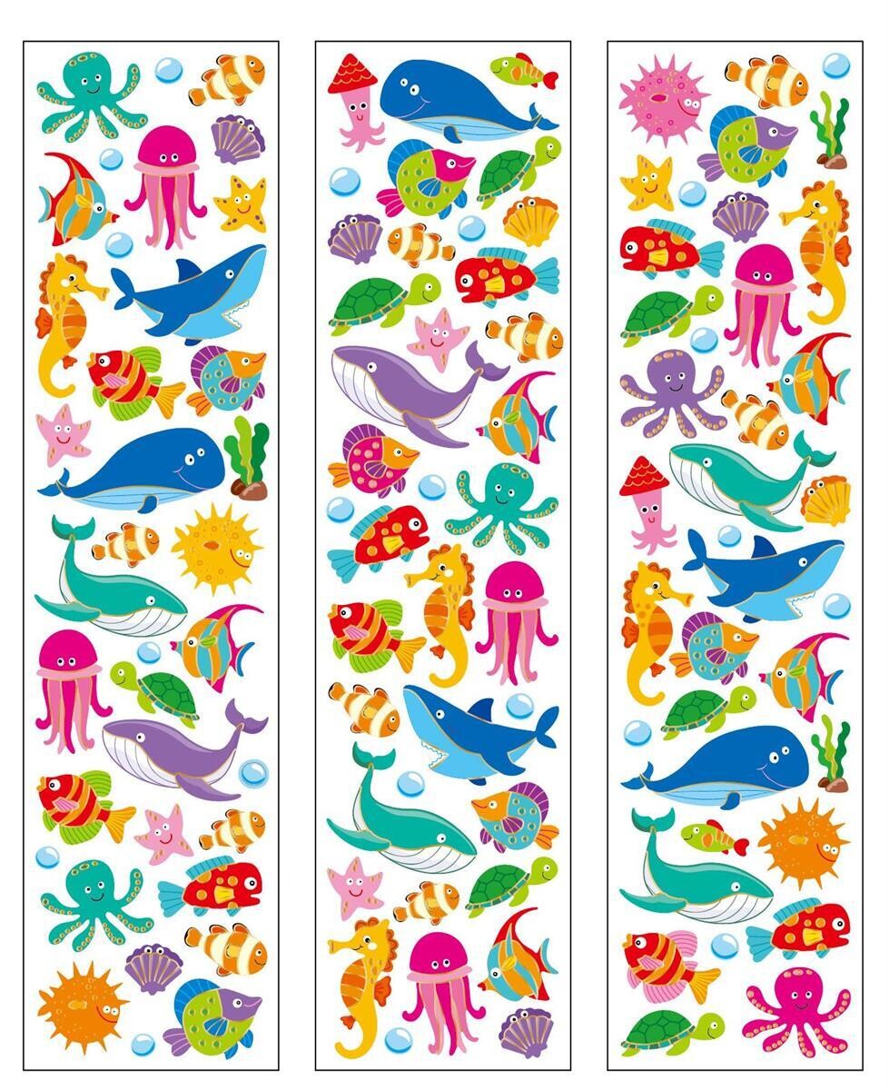 AUTOCOLLANT 10X2 ANIMAUX MARIN