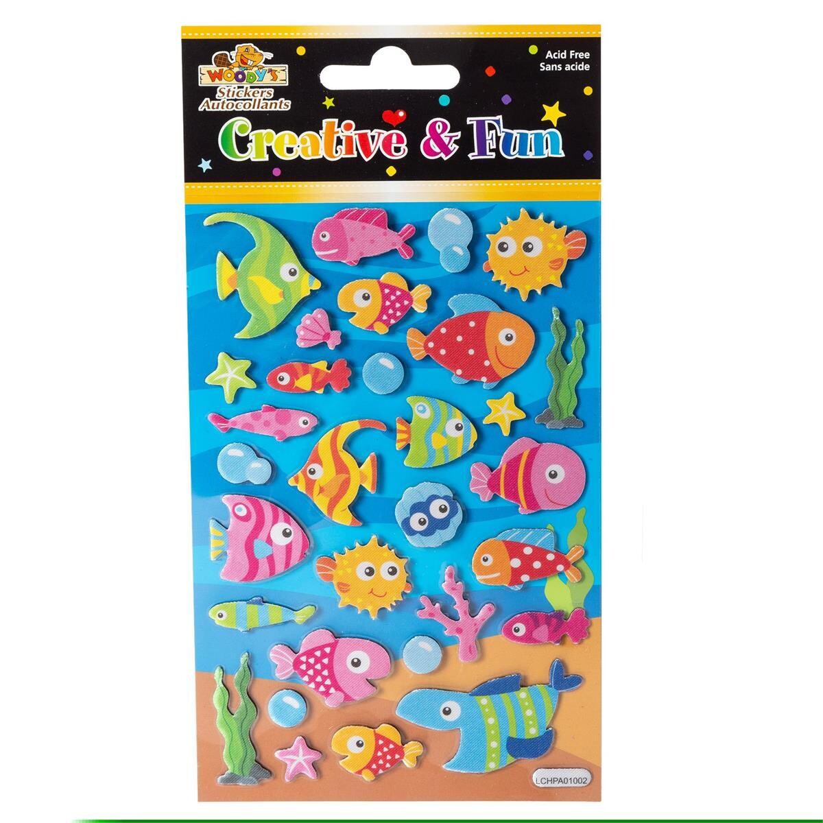 AUTOCOLLANT 4 X 6 ANIMAUX DE LA MER TROPICALE