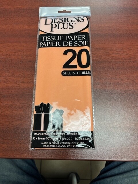 PAPIER DE SOIE 20 FEUILLES COULEUR PECHE(D6-6)