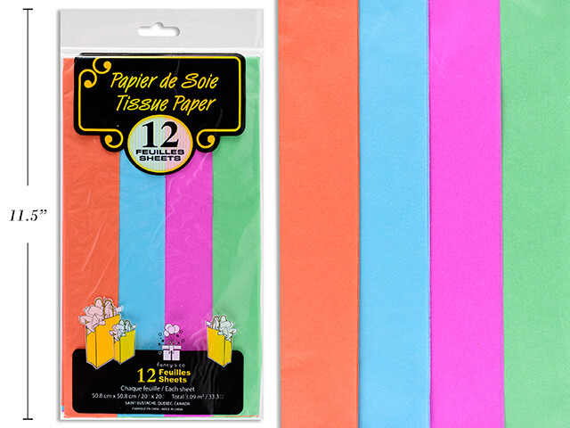 PAPIER DE SOIE 4 COULEURS 12 FEUILLES(D5-1)