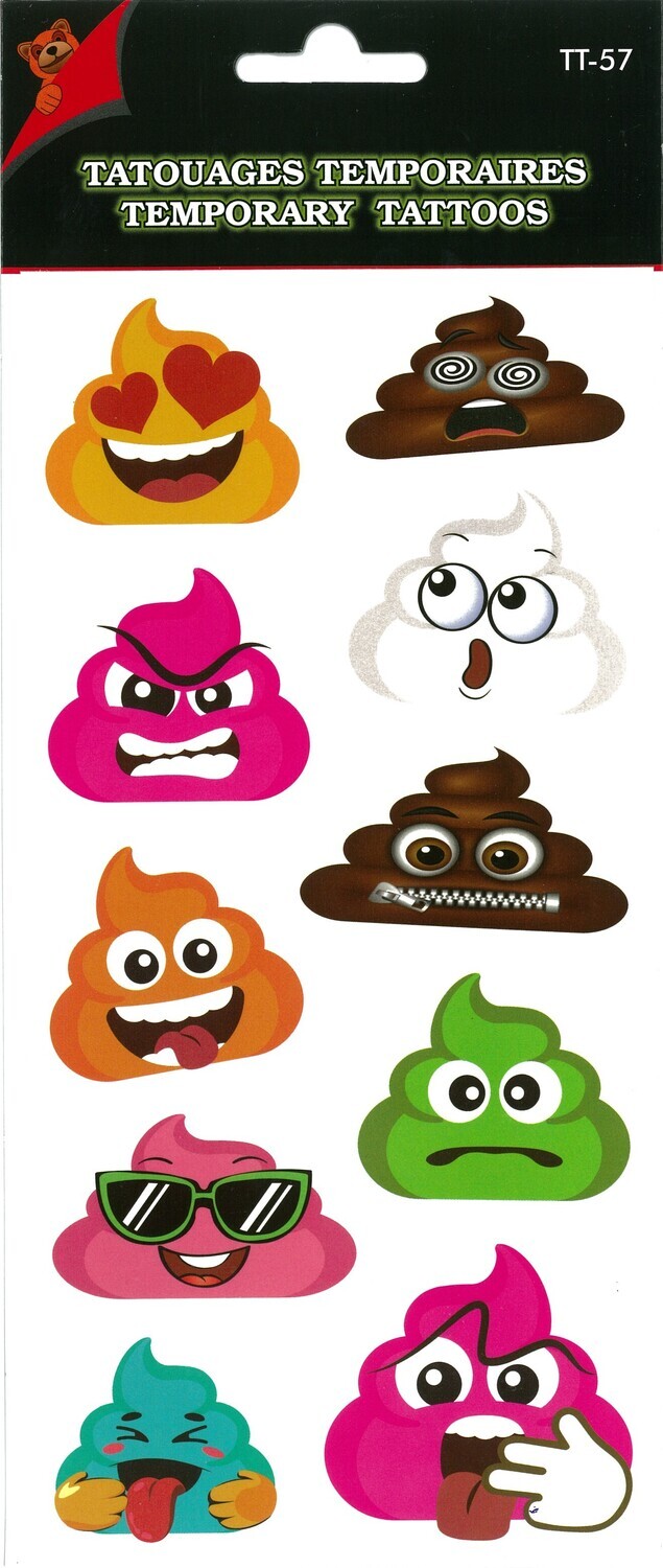 TATOUAGES TEMPORAIRES CACA EMOJI(P)
