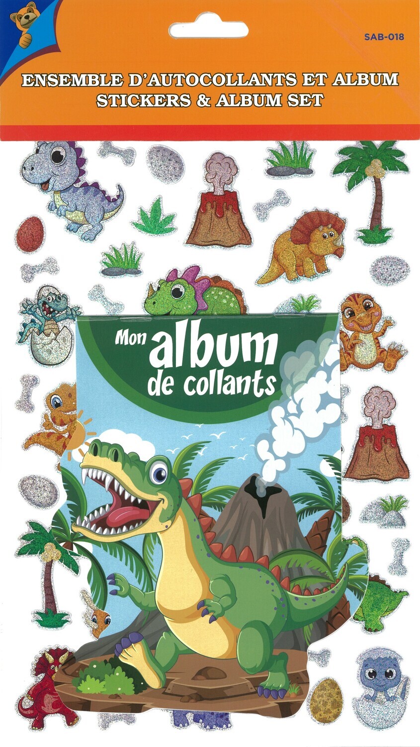 ENSEMBLE D AUTOCOLLANTS ET ALBUM DINO(P1)