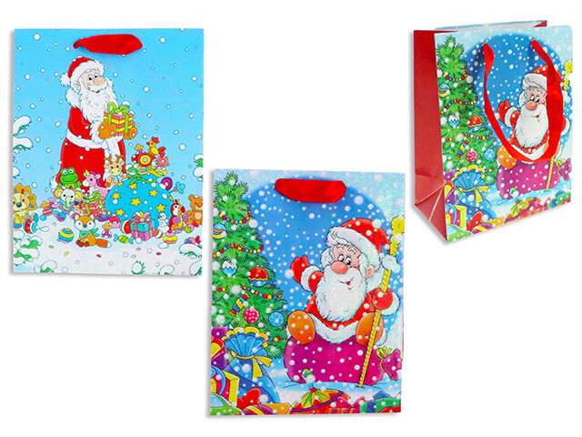 SAC CADEAU PERE NOEL CARTOON LARGE 10x12PO (XM)