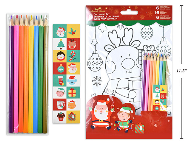 ENSEMBLE DE COLORIAGE 6FEUILLES, 6 CRAYONS ET 16 COLLANTS (XM)