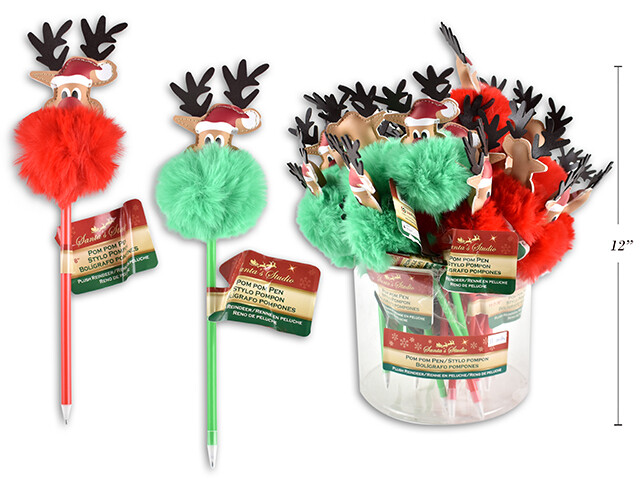 CRAYONS 12PO AVEC POMPOM RENNES (PRESENTOIR) (XM)