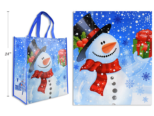SAC REUTILISABLE BONHOMME DE NEIGE 13.75x 15.5PO (XM)