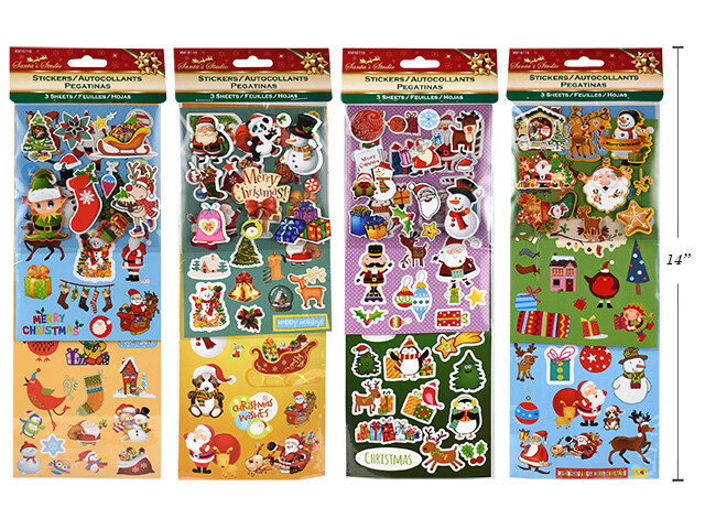 AUTOCOLLANTS NOEL 3 FEUILLES ASST. (XM)(P)