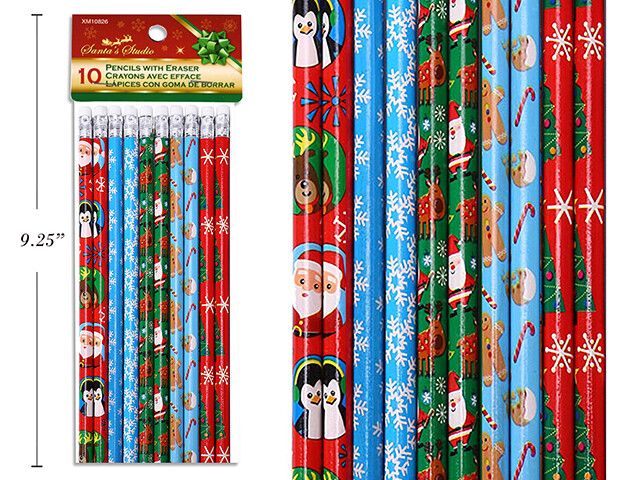 CRAYONS DE BOIS IMPRIMES AVEC EFFACES 10MCX (XM)