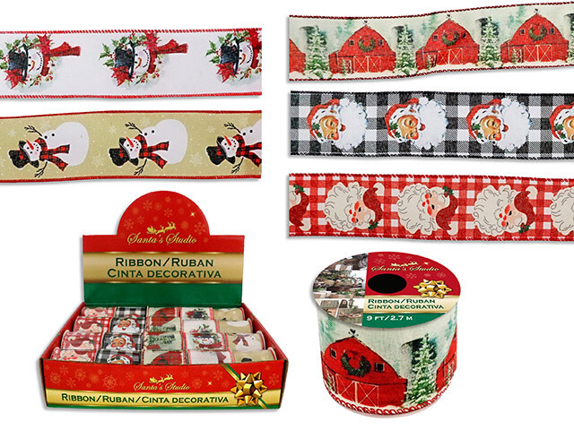 RUBAN DECORATIF IMPRIME VINTAGE  9PIx2.5PO (PRESENTOIR) (XM)