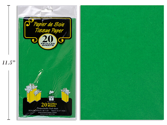 PAPIER DE SOIE VERT 20 FEUILLES 20 X 20 (G3)