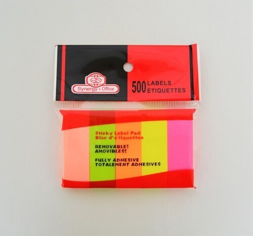 NOTES AUTOCOLLANTES NEON AMOVIBLE PQ DE 500 (0.6PO X 1.8PO)(H4-6)