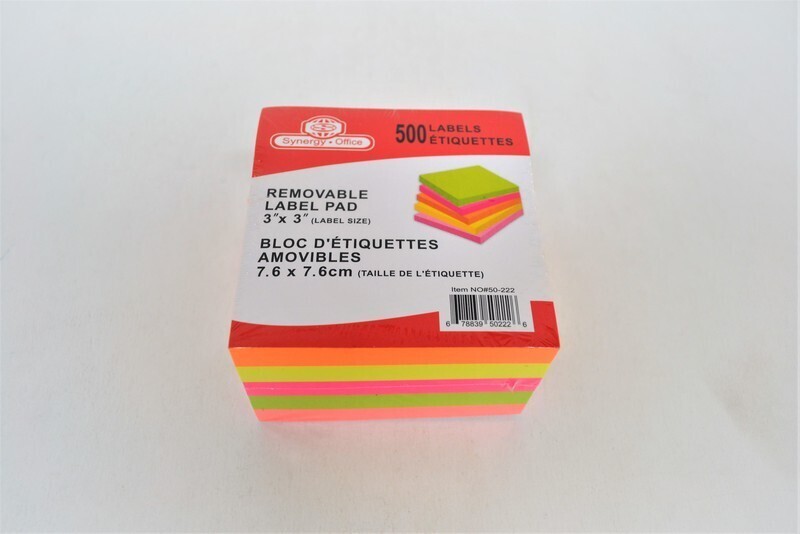 Bloc 500fls notes autocollantes 7.6CM X 7,6CM (H4-5)