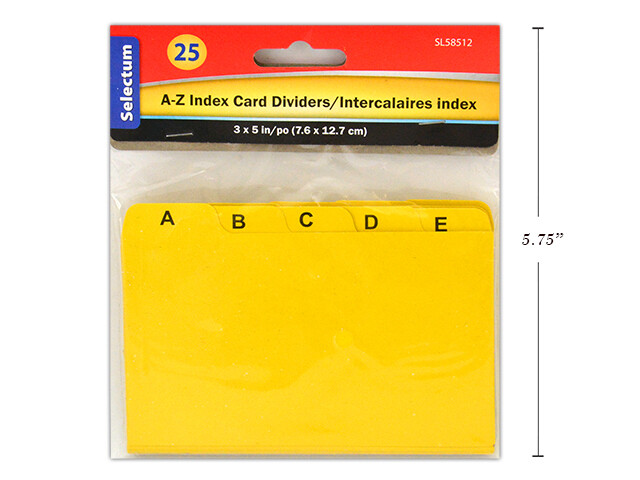 INDEX POUR FICHIER (A-Z) 3 X 5 PO  PAQUET DE 25(K1-4)