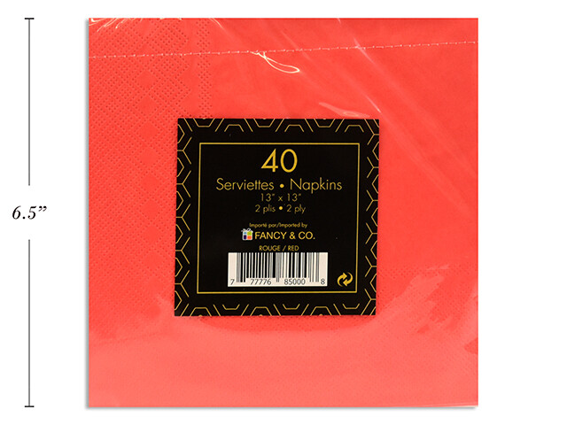 SERVIETTE DE TABLE ROUGE  6.45X6.5&quot; 40/pk(D2-1)