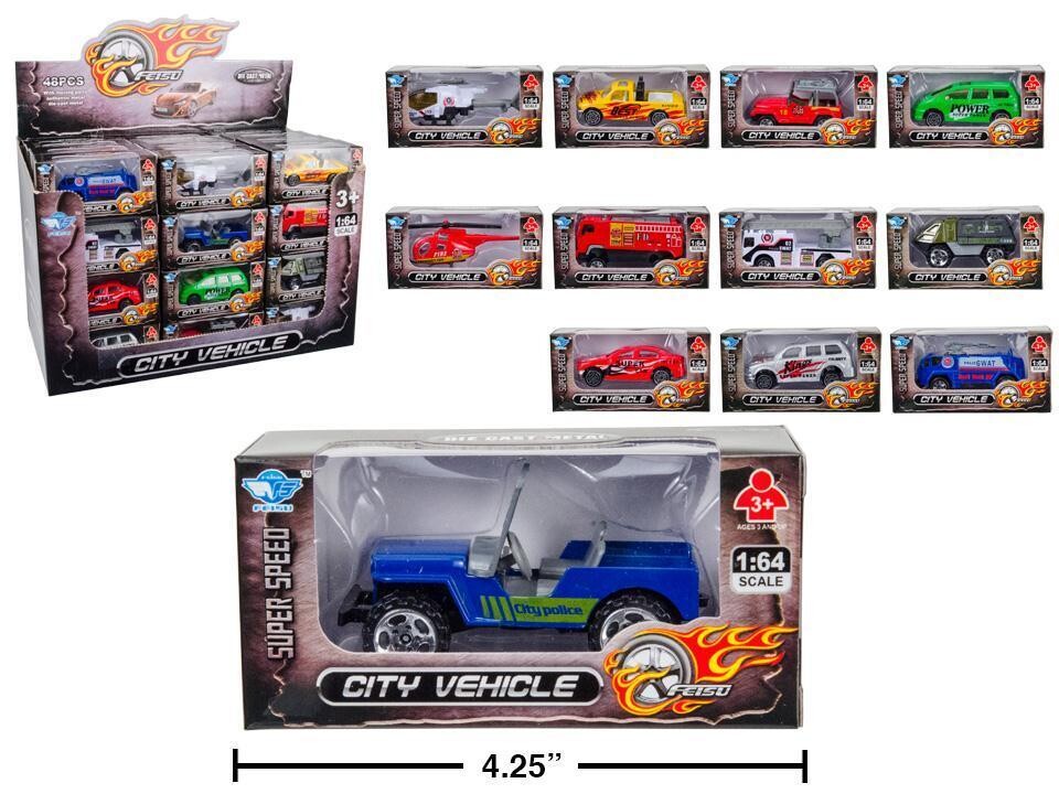 VOITURE EN METAL 4.25PO PRESENTOIR DE 48 (A1-4)