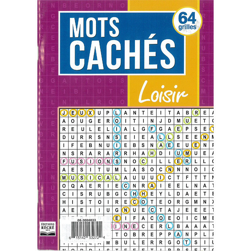 LIVRE DE MOTS CACHES RECREATIFS 64 GRILLES (A6 )