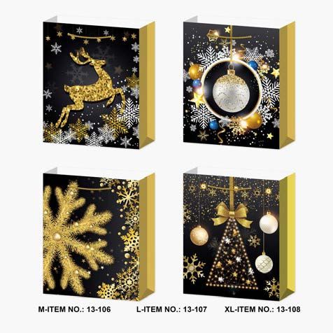 SAC CADEAU NOIR ET OR 4 ASST MOYEN 7x9PO (XM)