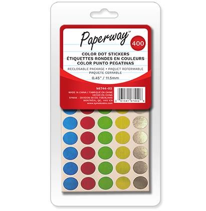 ETIQUETTES RONDES EN COULEURS PQT 400 .45&#39;&#39;(H4-4)
