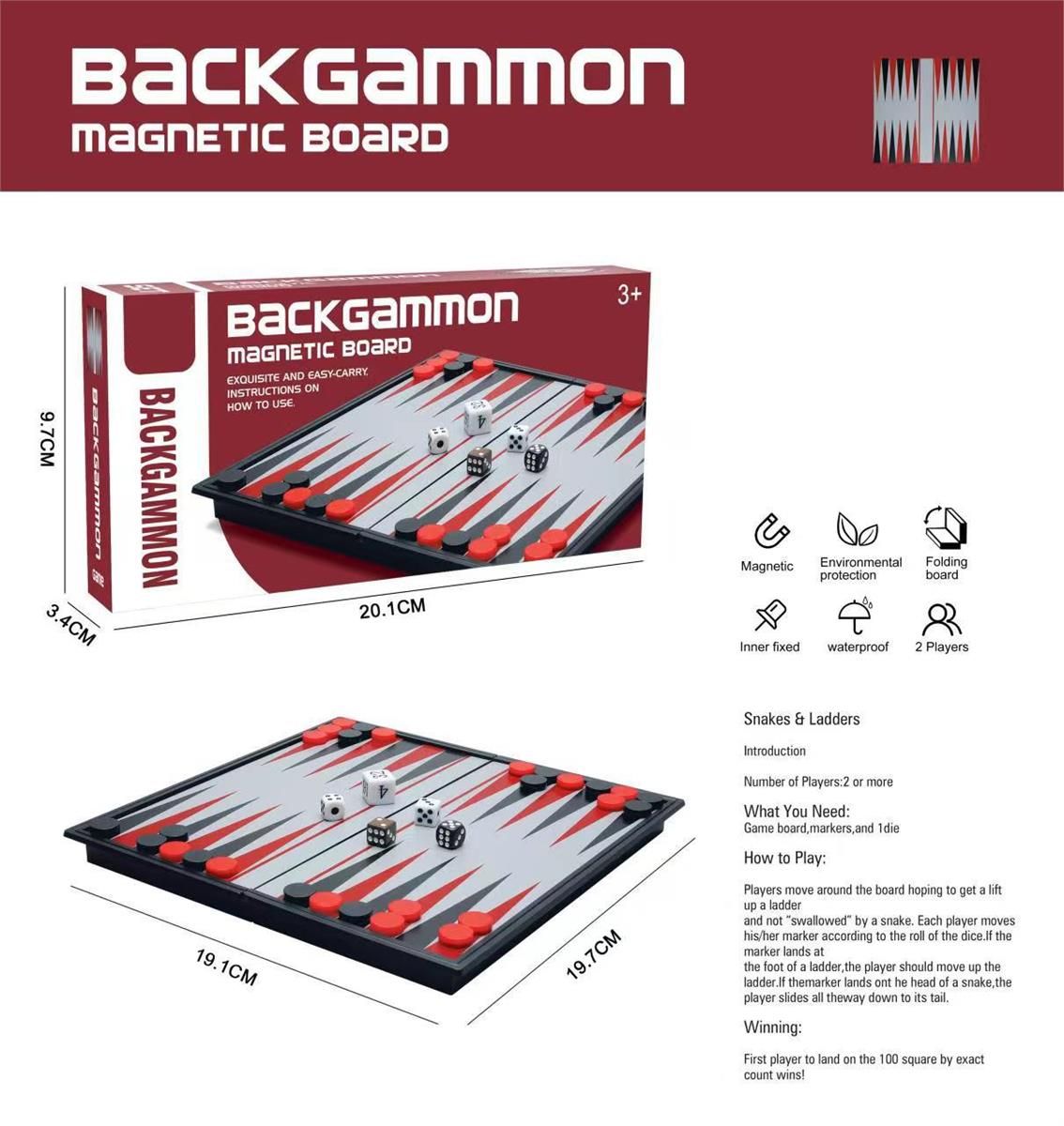 JEU BACKGAMMON AVEC TABLEAU MAGNETIQUE (A11-3)