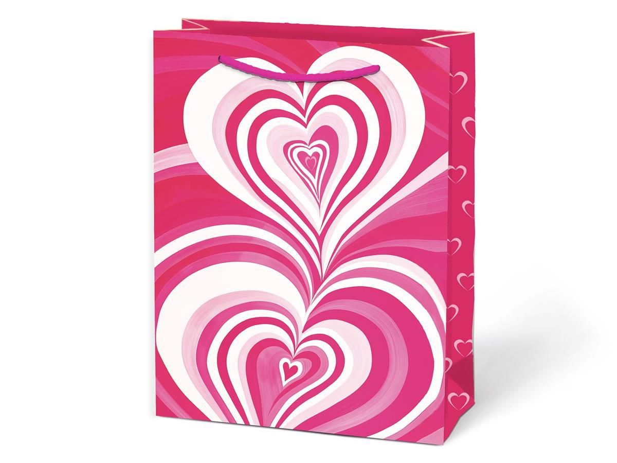 SAC CADEAU COEUR ECHO ROSE LARGE (9x12) (SV) (C-10-1)