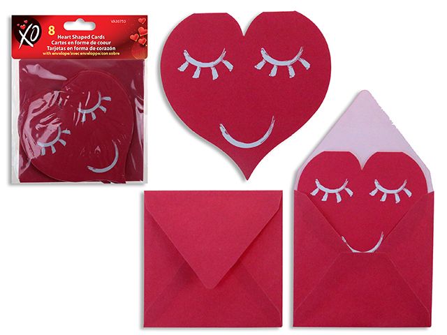 CARTES EN FORME DE COEUR 4&#39;&#39; AVEC ENVELOPPES PQ.8 (SV)