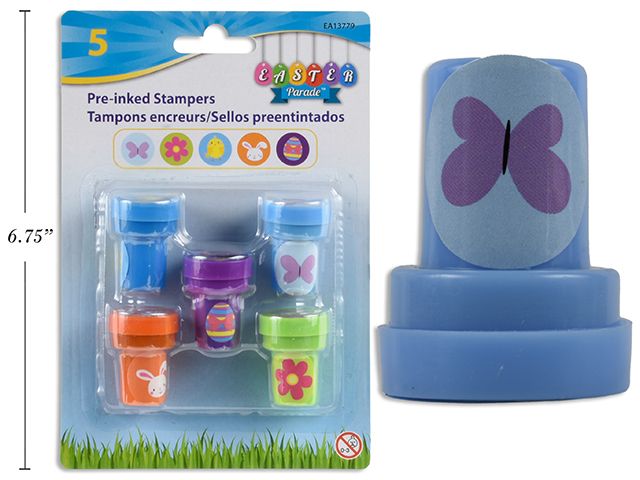5pk Easter Pre-Inked Stampers. b/c Assorted Designs.