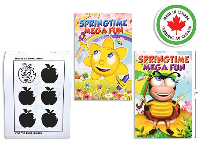 Mega Fun Spring Time Super Activity Book. 2 Asst Titles. 96 Pages. 5in x 8in. Bilingual.