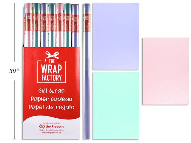 30in x 60in Easter Solid Cello Wrap. 12.5 Sq Ft. 4 Asst.Colours. Indiv.Shrink Wrap. 72/Dsp.