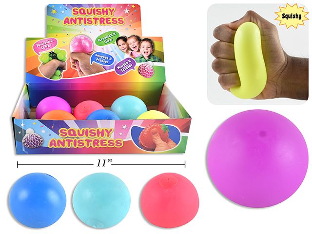 BALLE ANTI STRESS UNI 65MM EN PRESENTOIR DE 12 (ETE)