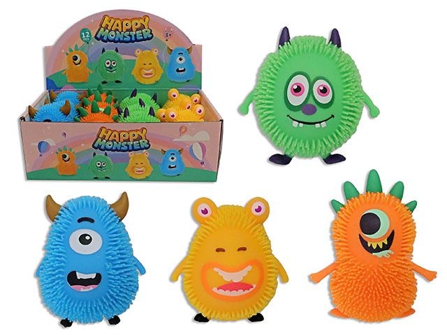 BALLE MONSTRE SQUISHY NEON EN PRESENTOIR DE 12 (ETE)