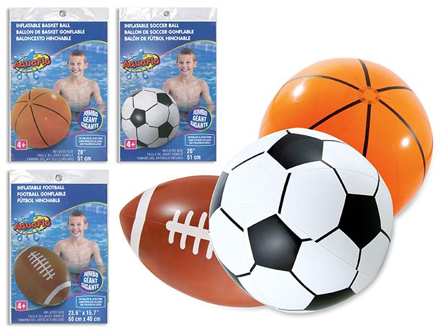 BALLON DE SPORT GONFLABLE GEANT 20-23&quot; 3 MODELES ASST. (ETE)