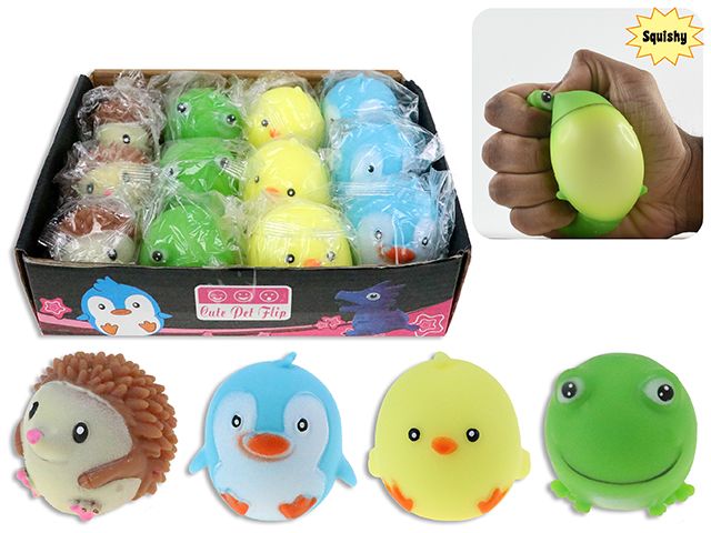 ANIMAUX SQUISHY ANTI STRESS EN PRESENTOIR DE 12 ( REVIENS A 2.50) (ETE)