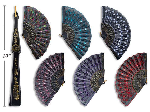 EVENTAIL BRODERIE EN TISSUS 9&quot; 6 MODELES ASST.  (ETE)
