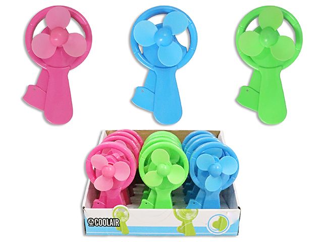 VENTILATEUR DE MAIN MANUEL UNI NEON 6&quot; DANS PRESENTOIR DE 12 (REVIENS A 2.90 UN) (ETE)