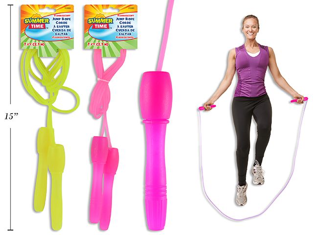 CORDE A SAUTER FLUORESCENTE EN PVC 7&quot; ROSE/JAUNE (ETE)