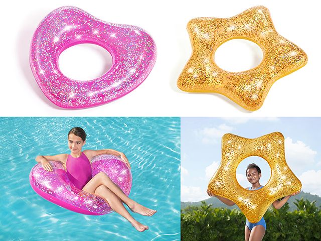 ANNEAU GONFLABLE BRILLANT COEUR/ETOILE 36PO  (ETE)