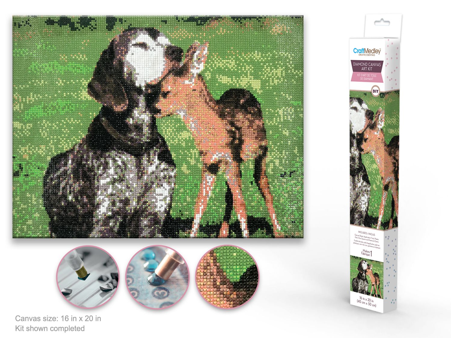 PEINTURE À DIAMANT CHIEN ET DAIM 15.8X19.7(A4-3)