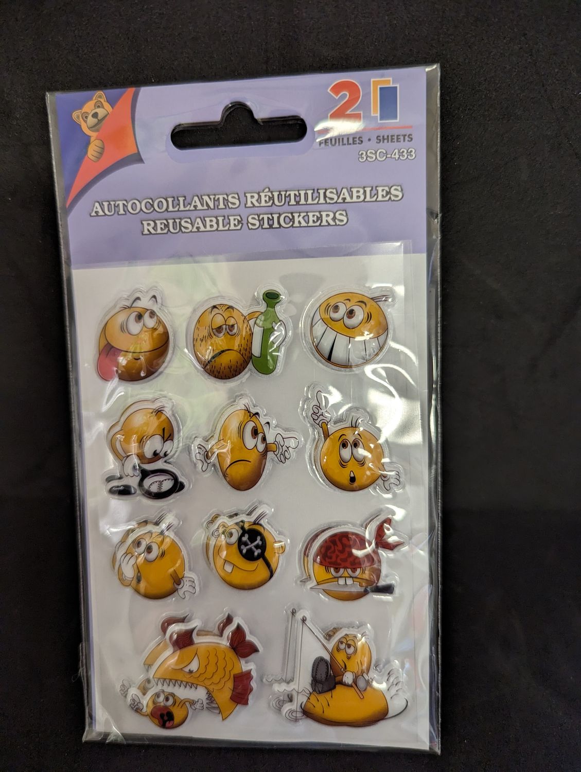 AUTOCOLLANT REUTILISABLES 2 FEUILLES SMILEY(P)