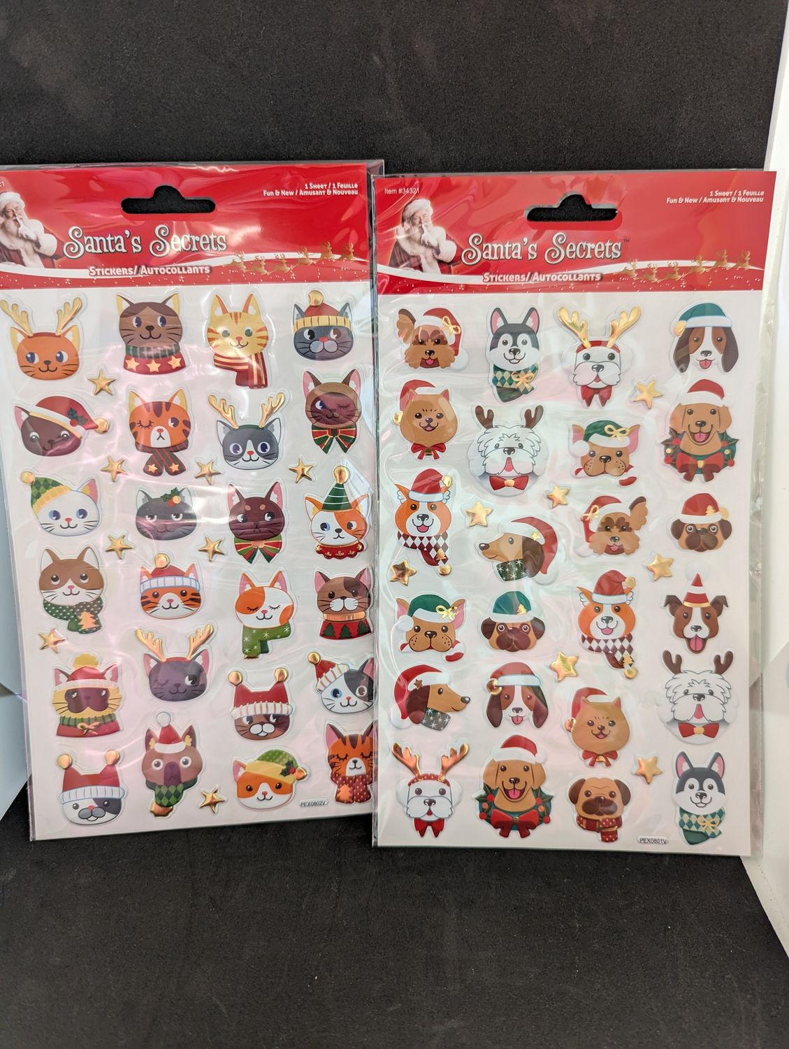 AUTOCOLLANTS NOEL CHAT ET CHIEN