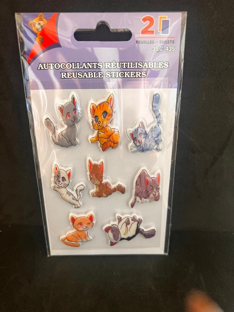 AUTOCOLLANTS RÉUTILISABLE CHAT 3D