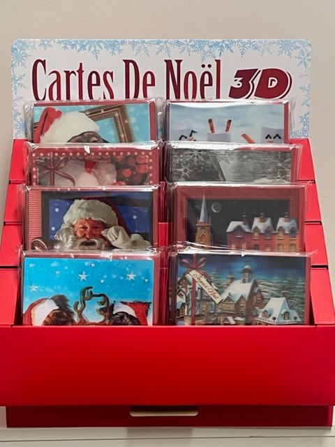 CARTE DE NOEL 3D FRANCOPHONE ( 8 MODELES ASST)(PRESENTOIR) (XM)
